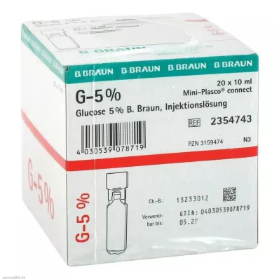 GLUCOSE 5% B.Braun Mini Plasco verbindt Inj. oplossing, 20X10 ml GLUCOSE 5% B.Braun Mini Plasco verbindt Inj. oplossing, 20X10 ml