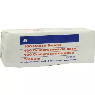 MULLKOMPRESSEN Ypsipad 5x5 cm niet-steriel 8x, 100 stuks