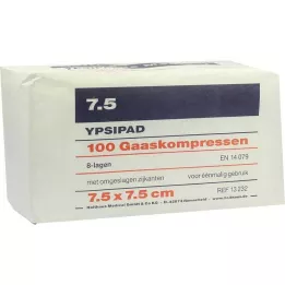 MULLKOMPRESSEN Ypsipad 7,5x7,5 cm niet-steriel 8x, 100 stuks