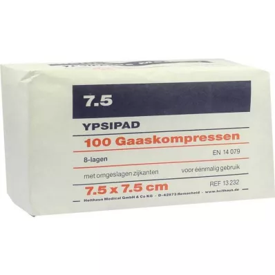 MULLKOMPRESSEN Ypsipad 7,5x7,5 cm niet-steriel 8x, 100 stuks