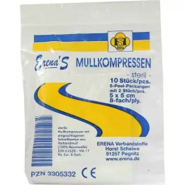 ERENA Gaaskompressen, 5x5 cm, steriel, 8x5, 5X2 st