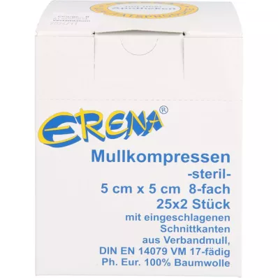 ERENA Gaaskompressen, 5x5 cm, steriel, 8x25X2 st