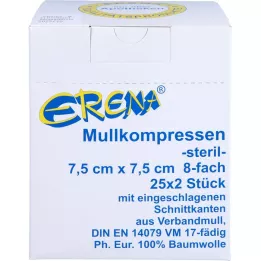ERENA Gaaskompressen 7,5x7,5 cm steriel 8x, 25X2 st