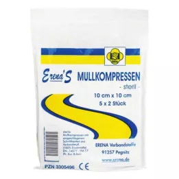 ERENA Gaaskompressen 10x10 cm steriel 8x5, 5X2 st