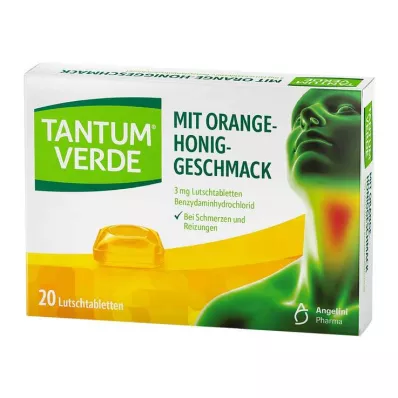 TANTUM VERDE 3 mg zuigtabletten met sinaasappel-honingsmaak, 20 stuks TANTUM VERDE 3 mg zuigtabletten met sinaasappel-honingsmaak, 20 stuks