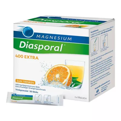 MAGNESIUM DIASPORAL 400 Extra drinkkorrels, 50 stuks MAGNESIUM DIASPORAL 400 Extra drinkkorrels, 50 stuks