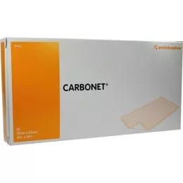 CARBONET 10x20 cm geurabsorberend wondverband met actieve koolstof, 10 stuks