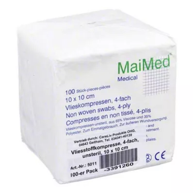 VLIESSTOFF-KOMPRESSEN niet-steriel 10x10 cm 4-voudig, 100 stuks