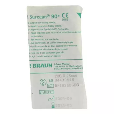 SURECAN Poortcanule 20 Gx25 mm schuin, 1 st