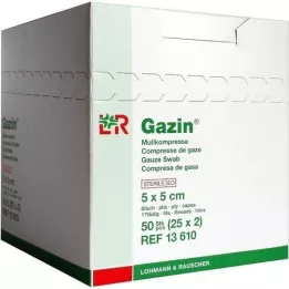 GAZIN Gaas comp.5x5 cm steriel 8x, 25X2 st