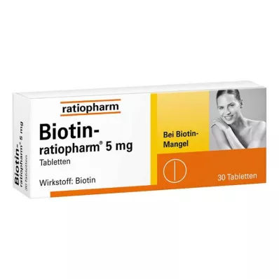 BIOTIN-RATIOPHARM 5 mg tabletten, 30 stuks BIOTIN-RATIOPHARM 5 mg tabletten, 30 stuks