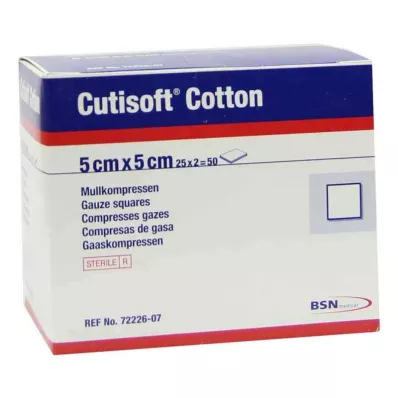 CUTISOFT Katoen Compr.5x5 cm steriel 12x, 25X2 St CUTISOFT Katoen Compr.5x5 cm steriel 12x, 25X2 St