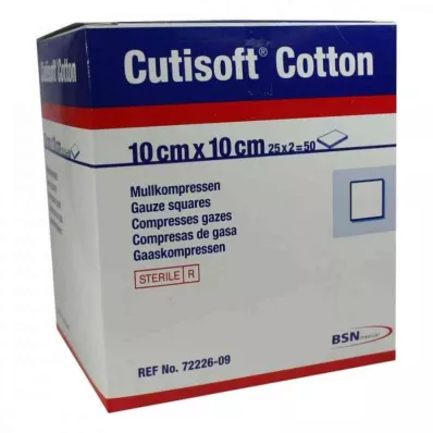 CUTISOFT Katoen Compr.10x10 cm ster.12x, 25X2 St CUTISOFT Katoen Compr.10x10 cm ster.12x, 25X2 St