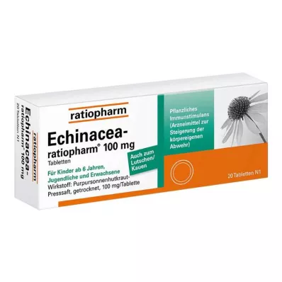 ECHINACEA-RATIOPHARM 100 mg tabletten, 20 stuks ECHINACEA-RATIOPHARM 100 mg tabletten, 20 stuks