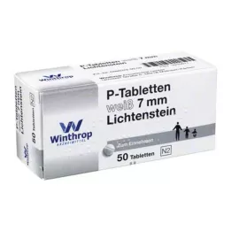 P TABLETTEN wit 7 mm steek, 50 st