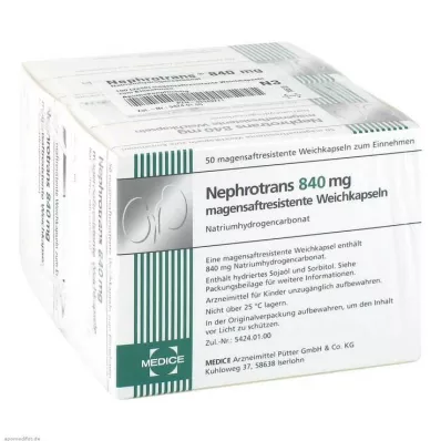 NEPHROTRANS 840 mg enteric-gecoate capsules, 100 stuks NEPHROTRANS 840 mg enteric-gecoate capsules, 100 stuks