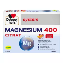 DOPPELHERZ Magnesium 400 Citraat systeemkorrels, 20 stuks