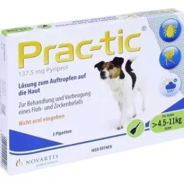 PRAC tic f.kleine honden 4,5-11 kg eenmalige dosis pip. 3 st