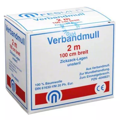 VERBANDMULL 2x1 m zigzag BW 20/100 niet-steriel, 1 st VERBANDMULL 2x1 m zigzag BW 20/100 niet-steriel, 1 st