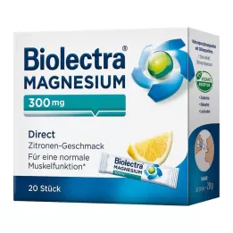 BIOLECTRA Magnesium 300 mg Directe Citroen Sticks, 20 stuks