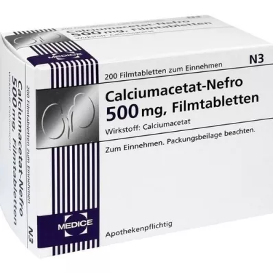 CALCIUMACETAT NEFRO 500 mg filmomhulde tabletten, 200 stuks