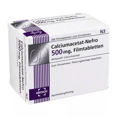 CALCIUMACETAT NEFRO 500 mg filmomhulde tabletten, 200 stuks CALCIUMACETAT NEFRO 500 mg filmomhulde tabletten, 200 stuks