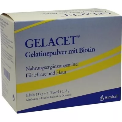 GELACET Gelatinepoeder met biotine in een zakje, 21 stuks