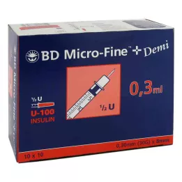 BD MICRO-FINE+ insulinespuit 0,3 ml U100 0,3x8 mm, 100 stuks