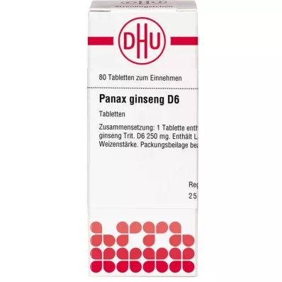 PANAX GINSENG D 6 tabletten, 80 stuks