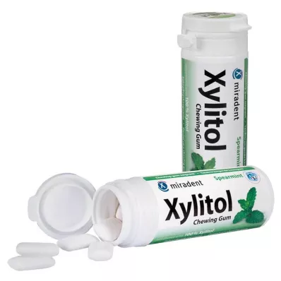 MIRADENT Xylitol Kauwgom Spearmint, 30 stuks MIRADENT Xylitol Kauwgom Spearmint, 30 stuks