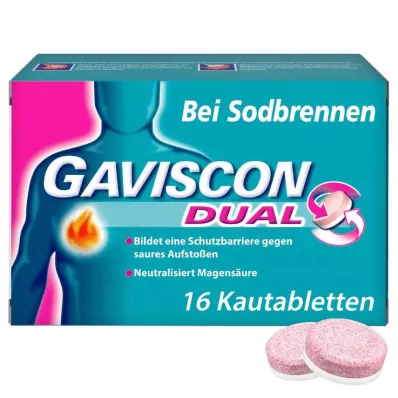 GAVISCON Dual 250mg/106.5mg/187.5mg kauwtabletten, 16 stuks