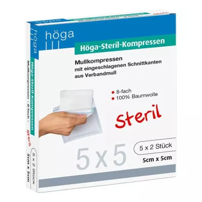 HÖGA-KOMPRESSEN 5x5 cm steriel 8x, 5X2 St HÖGA-KOMPRESSEN 5x5 cm steriel 8x, 5X2 St