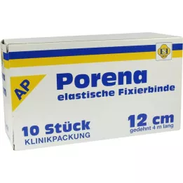 PORENA elastisch gaasverband 12 cm wit zonder cello, 10 st