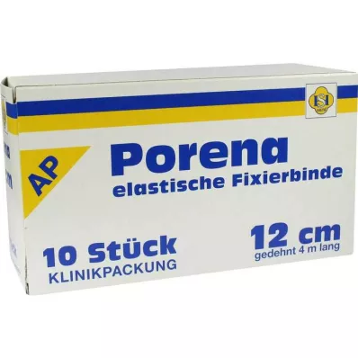 PORENA elastisch gaasverband 12 cm wit zonder cello, 10 st