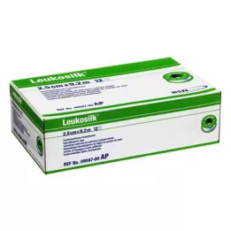 LEUKOSILK 2,5 cmx9,2 m, 12 stuks