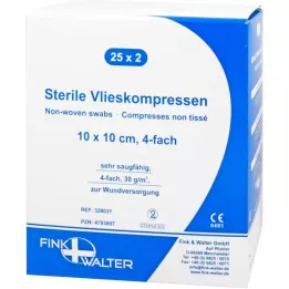 VLIESKOMPRESSEN 10x10 cm steriel 4-laags, 25X2 st