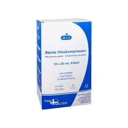VLIESKOMPRESSEN 10x20 cm steriel 4-laags, 25X2 stuks