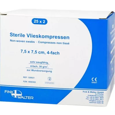 VLIESKOMPRESSEN 7,5x7,5 cm steriel 4-laags, 25X2 st VLIESKOMPRESSEN 7,5x7,5 cm steriel 4-laags, 25X2 st