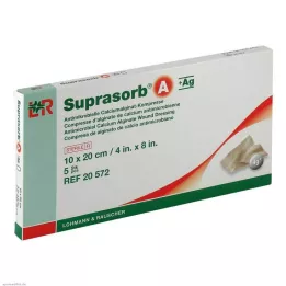 SUPRASORB A+Ag Antimik.Cal.Alginat Kompr.10x20 cm, 5 stuks