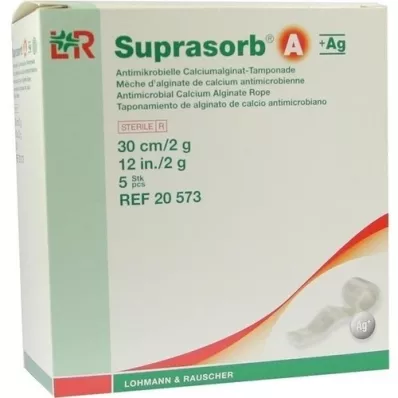 SUPRASORB A+Ag Antimik.Cal.Alginat Tamp.30 cm 2 g, 5 st