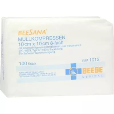 MULLKOMPRESSEN 10x10 cm niet-steriel 8x, 100 stuks
