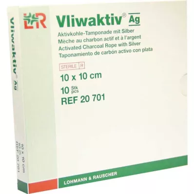 VLIWAKTIV AG Geactiveerde houtskooltampon met zilver 10x10 cm, 10 stuks