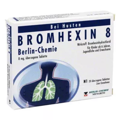 BROMHEXIN 8 Berlin Chemie omhulde tabletten, 20 stuks