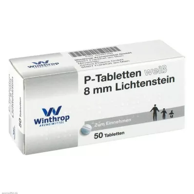 P TABLETTEN wit 8 mm, 50 st