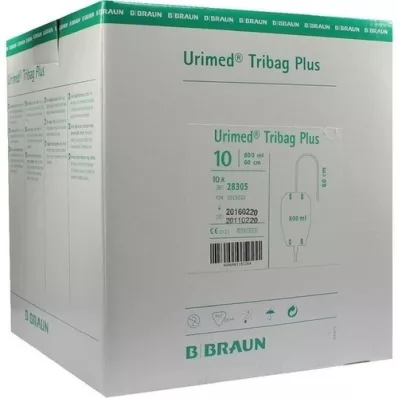 URIMED Tribag Plus Urine Beenstuk 800ml 60cm ster., 10 st