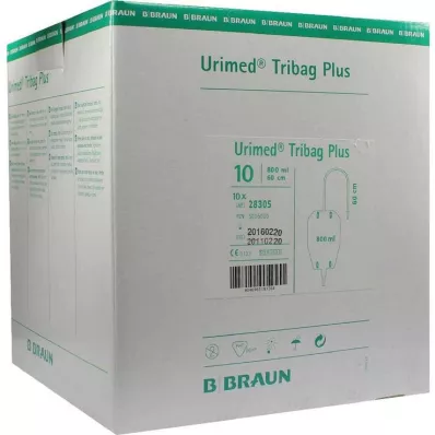 URIMED Tribag Plus Urine Beenstuk 800ml 60cm ster., 10 st