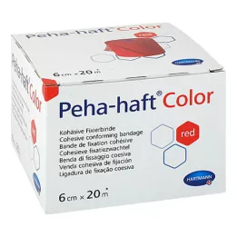 PEHA-HAFT Color Fixatieverband 6 cmx20 m rood, 1 st