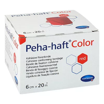 PEHA-HAFT Color Fixatieverband 6 cmx20 m rood, 1 st