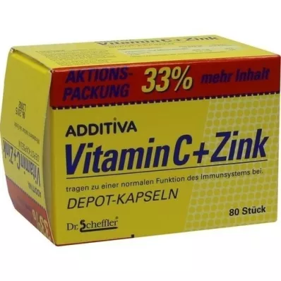 ADDITIVA Vitamine C+Zink depotcapsules, voordeelverpakking, 80 stuks