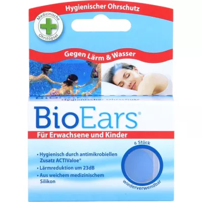 BIOEARS Antimicrobiële oordopjes van silicone, 6 stuks